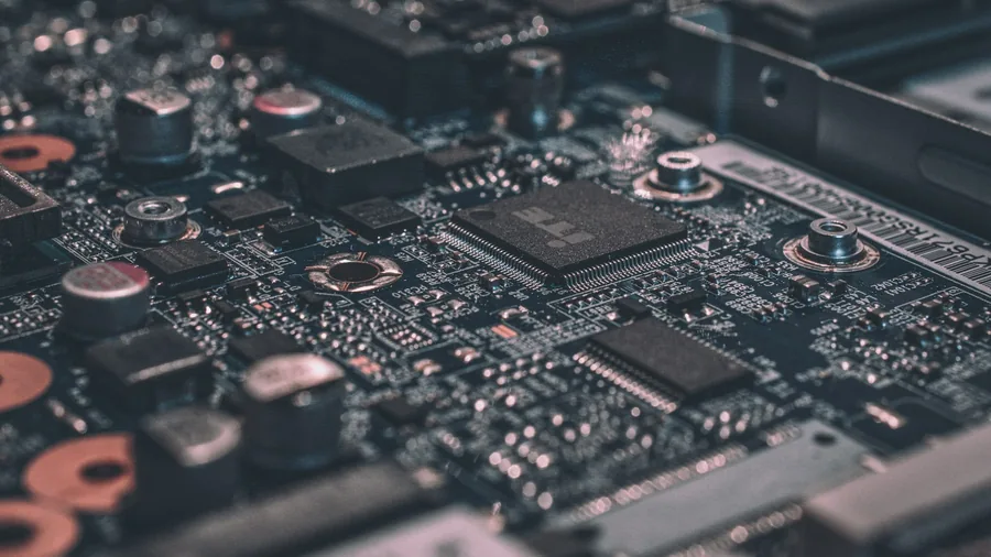 Circuit boards and electronic components in close up